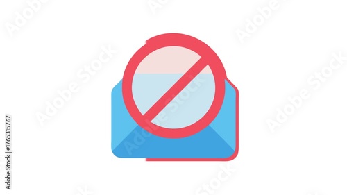 Forbidden email symbol on flat design envelope icon