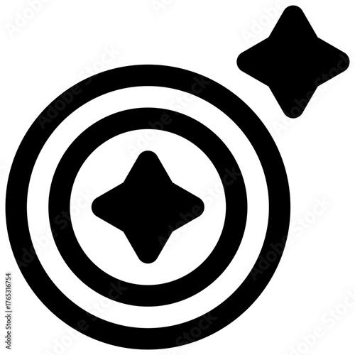 Star gazing. Outlined stroke vector icon with black-filled details.