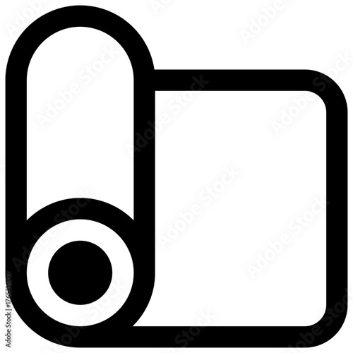 Yoga mat. Outlined stroke vector icon with black-filled details.