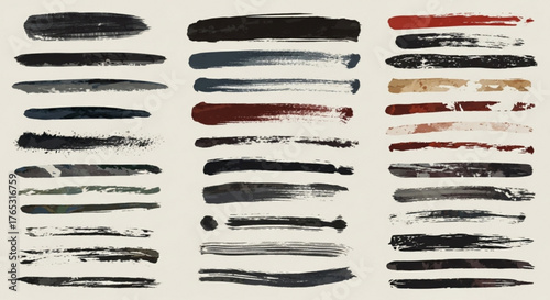 Grunge brush strokes vector collection for artistic design elements and creative graphic resources set of lines