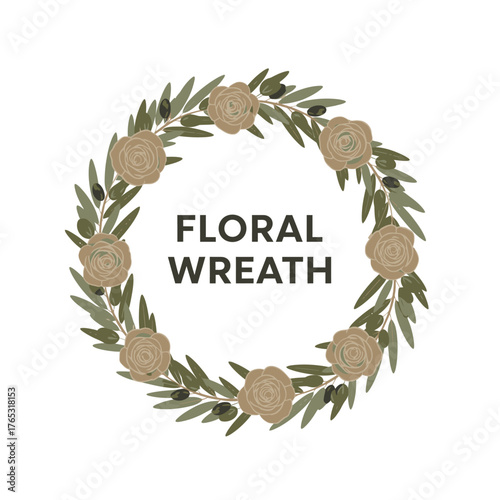Minimalist Floral Wreath Botanical Logo