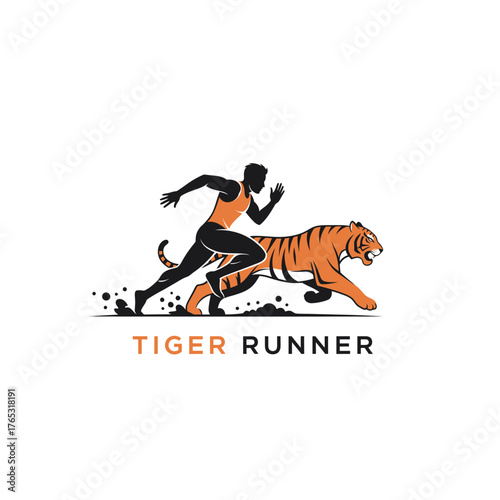 Dynamic Tiger Runner Sports Mascot Logo