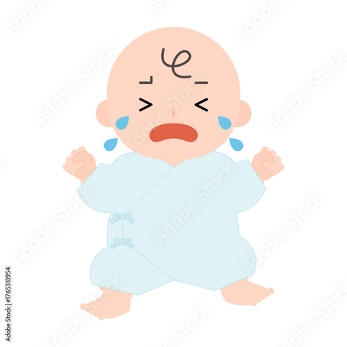 肌着を着た泣いている赤ちゃん