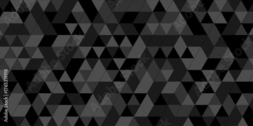 Abstract low polygon cubic black gray black vector poly triangle texture geometric pattern composed of triangular. geometric wall tile and metal cube background triangle wallpaper design.	
