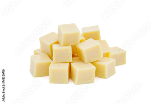Cubes cheese isolated on a white background