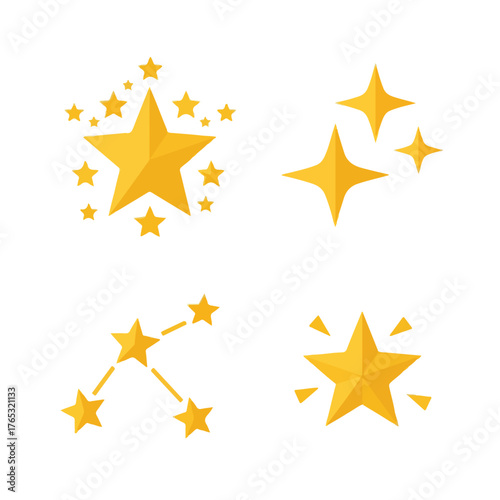 Vector art of collection of golden star icons