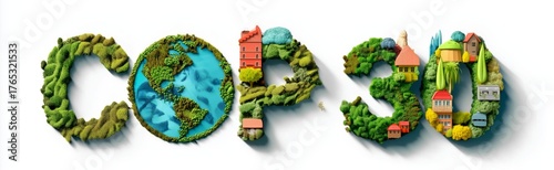 COP30 Green Earth Typography for Nature and Sustainability Environmental