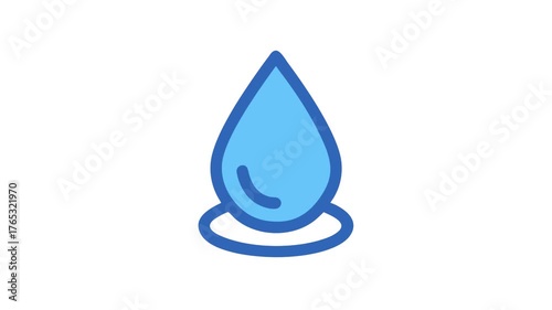 Blue Water Drop Icon Illustration on White Background