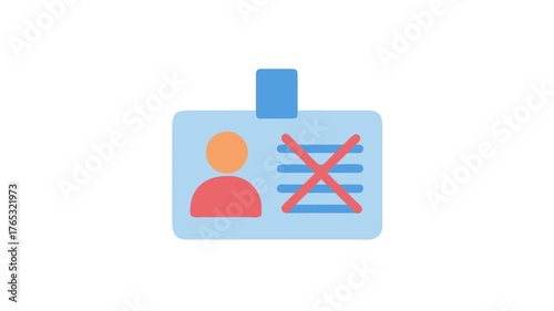 Denied access card identification badge with a red cross