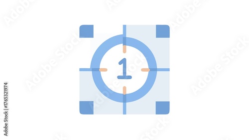 Flat design countdown timer one illustration on White Background