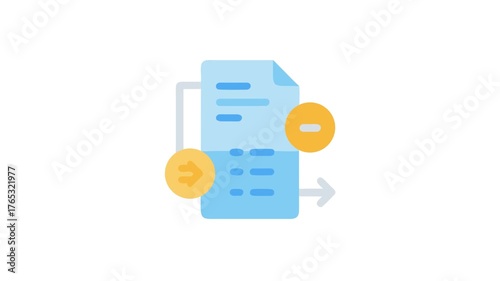Document editing process symbolized by iconographic flat design illustration