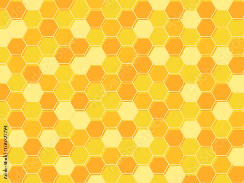 ハニカム背景　Honeycomb Background.　六角形の黄色い蜂の巣ベクター壁紙