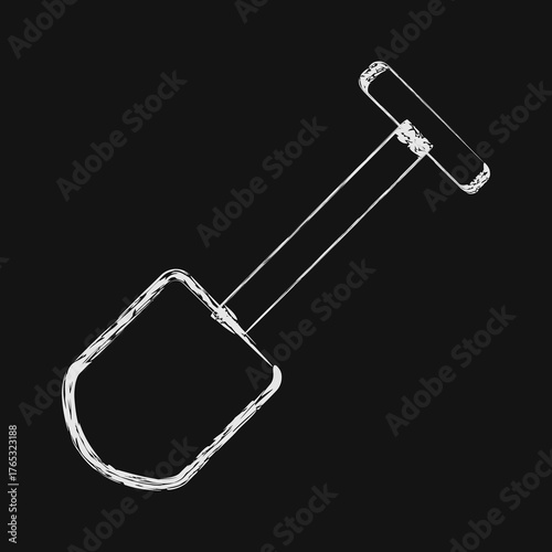 Icon shovel. Gold mining elements. Icon in chalk style.