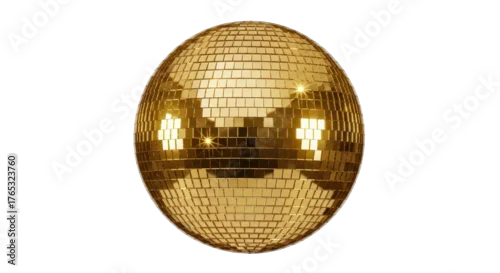 Obraz Golden oval disco ball isolated on transparent background