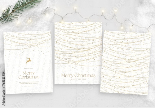 Christmas Flyer Template in Luxury White & Gold with Modern Minimalist Style for Luxe Holiday Cards