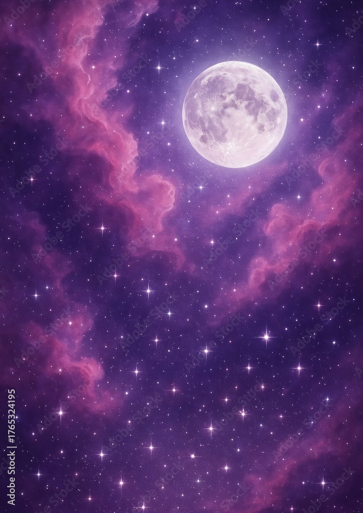 Naklejka premium Ethereal purple night sky wallpaper.