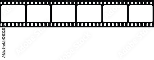 Blank vintage film strip with perforations on a white background representing empty frames