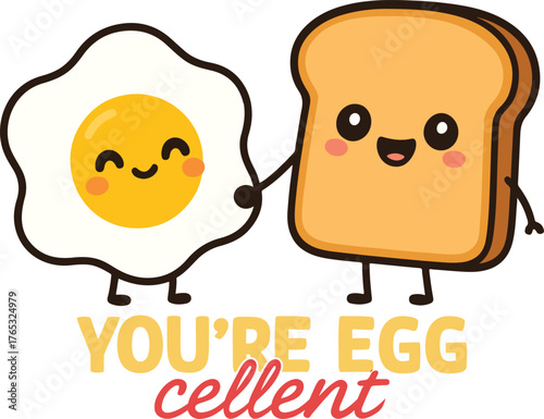 You re Egg cellen - Cute Valentine fun food clipart, Food Pun Quotes design, Funny Couple Food Graphic, Kawaii Food Pun illustration
