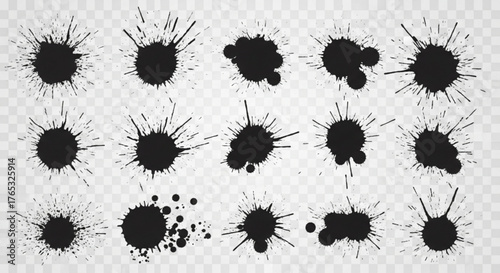 Black ink splatter vector set, ink blots and splatters for abstract design and grunge backgrounds, design elements