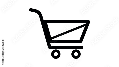 Stylized black shopping cart icon trolley symbol