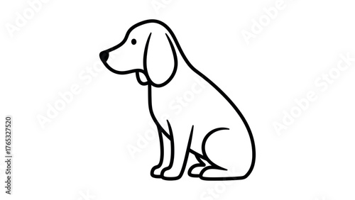 Black outline sitting dog icon on white background