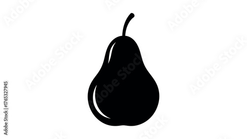 Black silhouette of a pear fruit black and white food