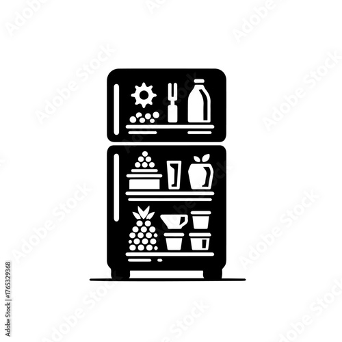 Double Door Modern Refrigerator Fridge Vector Illustration