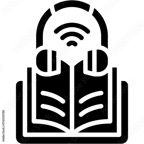 Vector icon Audio Book, Learning, Book, Listen, Education, Headphones