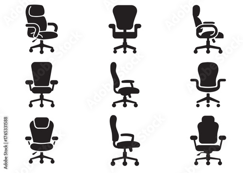 Office chair icon, Office chair Black vector