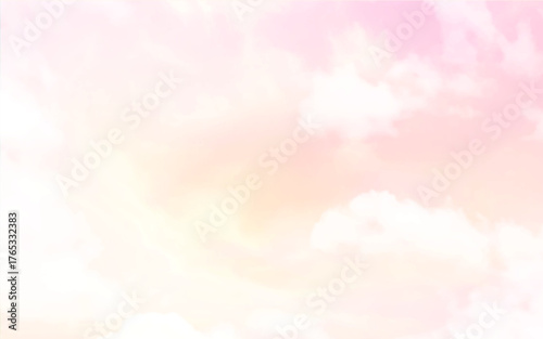Abstract clear blue sky. Pastel rainbow. Light blue, pink and yellow color vector banner. Pastel gradient sky pattern. Blurred light fuzz colorful gradient background. Vector soft horizontal backdrop