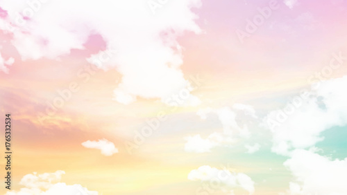 Abstract clear blue sky. Pastel rainbow. Light blue, pink and yellow color vector banner. Pastel gradient sky pattern. Blurred light fuzz colorful gradient background. Vector soft horizontal backdrop