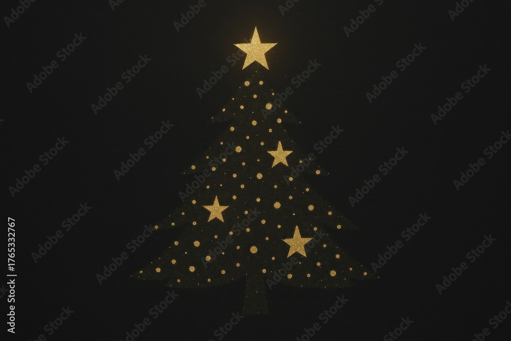 Obraz premium Golden stars illuminate Christmas tree background