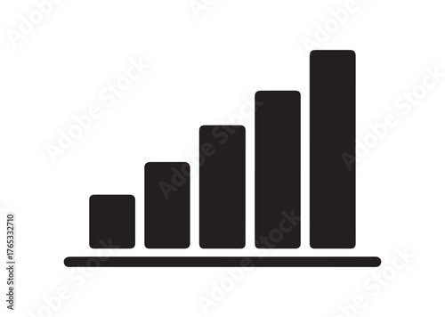 Growth bar chart icon, Growth bar chart Black vector