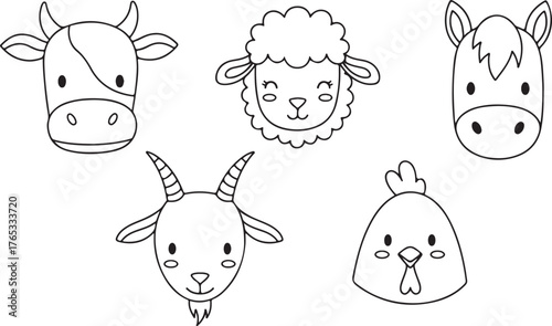 Farm animal faces