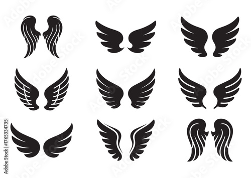 Angel Wing icon, Angel Wing Black vector