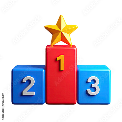 Podium with 1, 2, 3 and a gold star