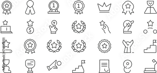 Collection of abstract line art icons representing various concepts and objects