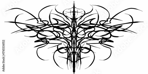 Abstract neo tribal symmetrical patterns graphic vector design for tattoo, streetwear t-shirt print gothic apparel