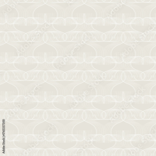 Seamless monochrome pattern, openwork white pattern on a cream background.