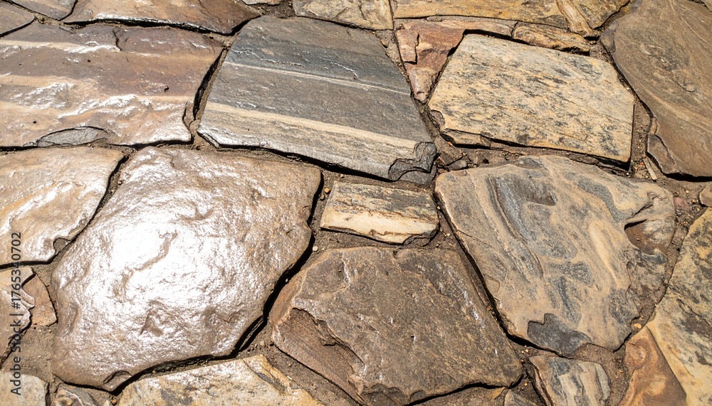 Fototapeta premium Stone Pavement Texture Outdoor Surface Irregular Pattern Rock Material Ground Walkway Path