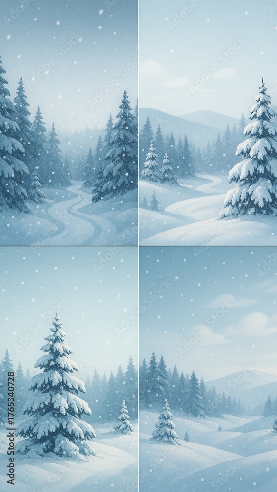 Naklejka premium Serene snowy winter landscape mobile wallpaper