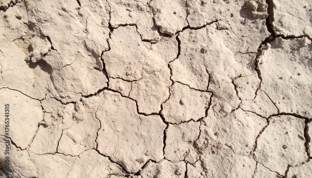 Fototapeta premium Dry Cracked Earth Surface Arid Climate Land Global Warming Drought