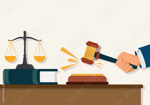 Elegant of justice concept showing judge s hand with gavel.