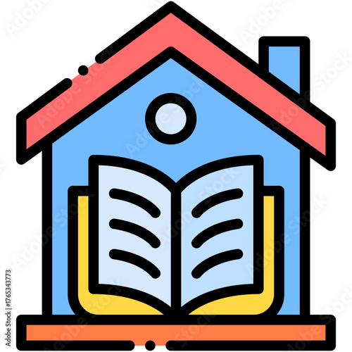 Vector icon Homeschooling, Learn, Education, Homework, Learning, Book