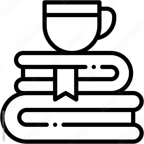 Vector icon Books, Education, Learning, Cup, Tea, Study
