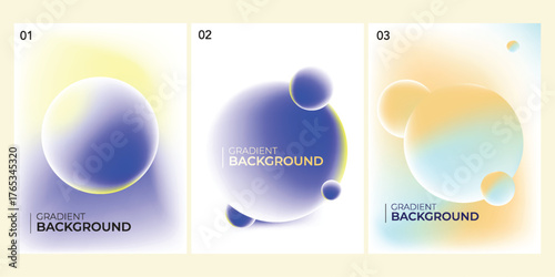 Abstract gradient soft shapes poster designs with blue purple yellow teal color palettes vector