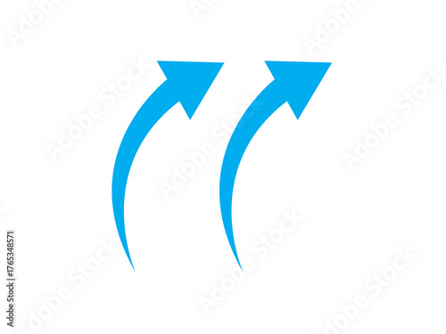 Free Download Two bright blue curved arrows pointing upwards, suggesting progress or improvement on a stark white backdrop. - GFXLoad