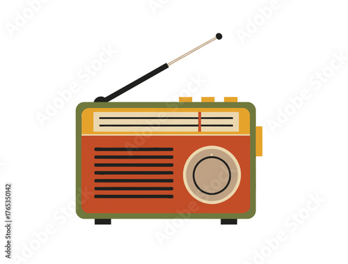 Retro portable radio with a classic design, evoking nostalgia and vintage entertainment.