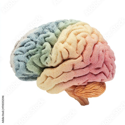 Colorful anatomical model of a human brain