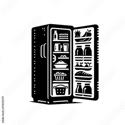 Modern Double Door Refrigerator Fridge Vector Illustration